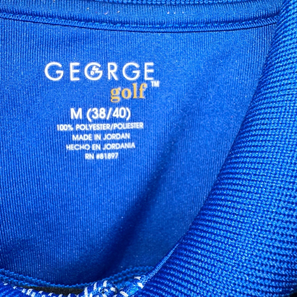 Men's George Golf Polo Shirt Medium Blue Striped (38/40) Short Sleeve - Picture 3 of 9